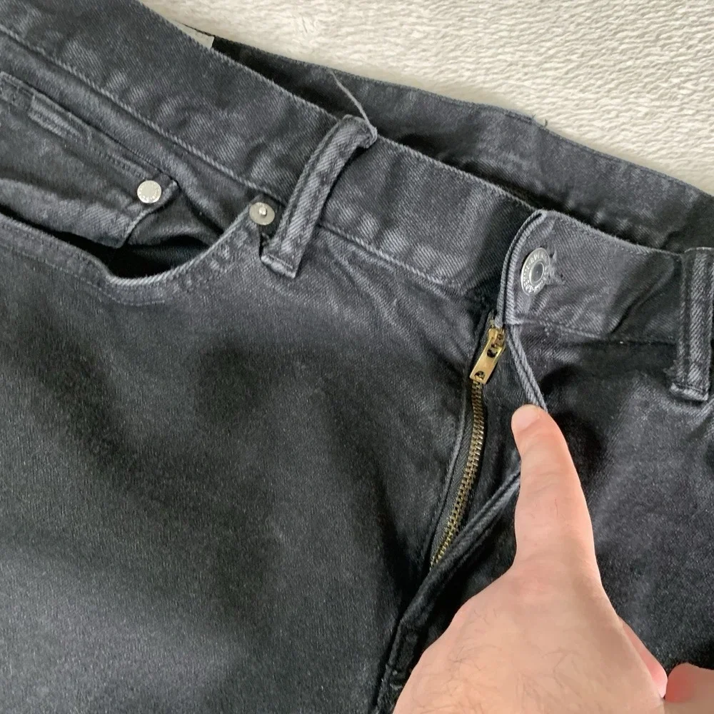H&M Jeans Mens‎ 38x32 (38x28) Black Straight Stretch Denim Pants Casual Slim Fit